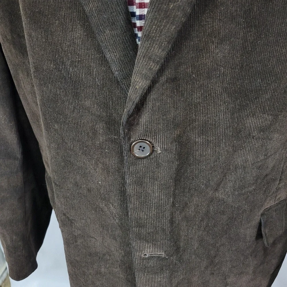 Pronto Uomo Men's Sport Coat Blazer Two Button Brown Corduroy‎ Cotton Sz 48XL